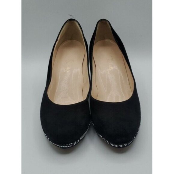 Linea Raffaella Black Suede Geo Designed Heels Pump VERA GOMMA SZ 39.5/8.5 Italy - Picture 2 of 14